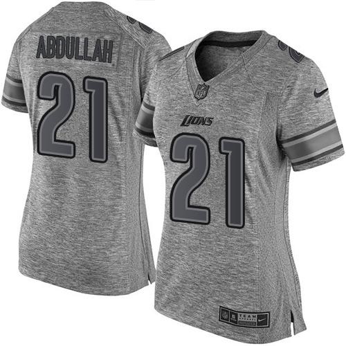 Nike Lions #21 Ameer Abdullah Gray Women's Stitched NFL Limited Gridiron Gray Jersey - Click Image to Close